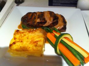 Oriental Pork with sweet potato mash and spinach